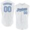 Custom White Light Blue Pinstripe Steel Gray Authentic Sleeveless Baseball Jersey