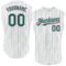 Custom White Kelly Green Pinstripe Pink Authentic Sleeveless Baseball Jersey