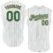 Custom White Kelly Green Pinstripe Orange Authentic Sleeveless Baseball Jersey