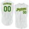 Custom White Kelly Green Pinstripe Gold Authentic Sleeveless Baseball Jersey