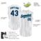Custom White Navy Pinstripe Teal Authentic Sleeveless Baseball Jersey