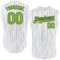 Custom White Navy Pinstripe Neon Green Authentic Sleeveless Baseball Jersey