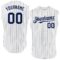 Custom White Navy Pinstripe Navy Authentic Sleeveless Baseball Jersey