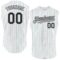Custom White Teal Pinstripe Black-Gray Authentic Sleeveless Baseball Jersey