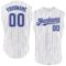 Custom White Purple Pinstripe Teal Authentic Sleeveless Baseball Jersey