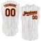 Custom White Brown Pinstripe Orange Authentic Sleeveless Baseball Jersey