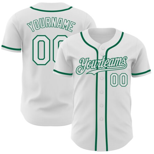 White1640 Custom White Kelly Green Authentic Baseball Jersey