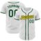 Custom White Green-Gold Authentic Baseball Jersey