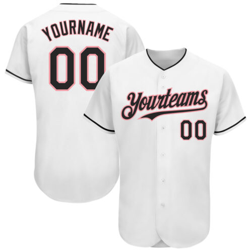 White1644 Custom White Black-Medium Pink Authentic Baseball Jersey