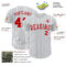 Custom White Navy Pinstripe Red Authentic Baseball Jersey
