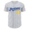 Custom White Royal Pinstripe Light Blue-Yellow Authentic Baseball Jersey