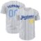 Custom White Royal Pinstripe Light Blue-Yellow Authentic Baseball Jersey