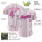 Custom White (Black Pink Pinstripe) Pink Black-Light Blue Authentic Baseball Jersey