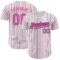 Custom White (Black Pink Pinstripe) Pink Black-Light Blue Authentic Baseball Jersey