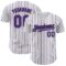 Custom White (Black Purple Pinstripe) Purple-Black Authentic Baseball Jersey