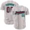 Custom White (Black Crimson Pinstripe) Crimson Black-Aqua Authentic Baseball Jersey