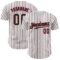 Custom White (Black Crimson Pinstripe) Black Crimson-Cream Authentic Baseball Jersey