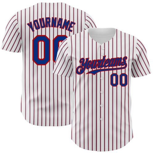 White1690 Custom White (Royal Red Pinstripe) Royal-Red Authentic Baseball Jersey