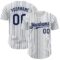 Custom White (Navy Gray Pinstripe) Navy-Gray Authentic Baseball Jersey
