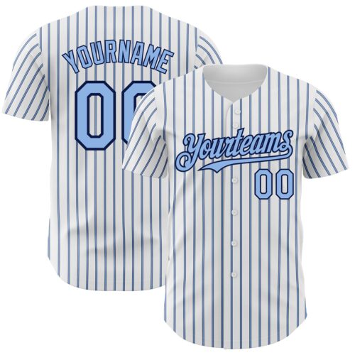 White1700 Custom White (Navy Light Blue Pinstripe) Light Blue-Navy Authentic Baseball Jersey