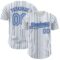 Custom White (Navy Light Blue Pinstripe) Light Blue-Navy Authentic Baseball Jersey