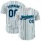 Custom White (Navy Teal Pinstripe) Navy-Teal Authentic Baseball Jersey