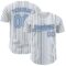Custom White (Steel Gray Light Blue Pinstripe) Light Blue-Steel Gray Authentic Baseball Jersey