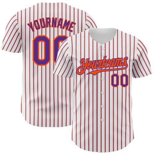 White1707 Custom White (Purple Orange Pinstripe) Purple-Orange Authentic Baseball Jersey