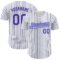 Custom White (Purple Light Blue Pinstripe) Purple-Light Blue Authentic Baseball Jersey