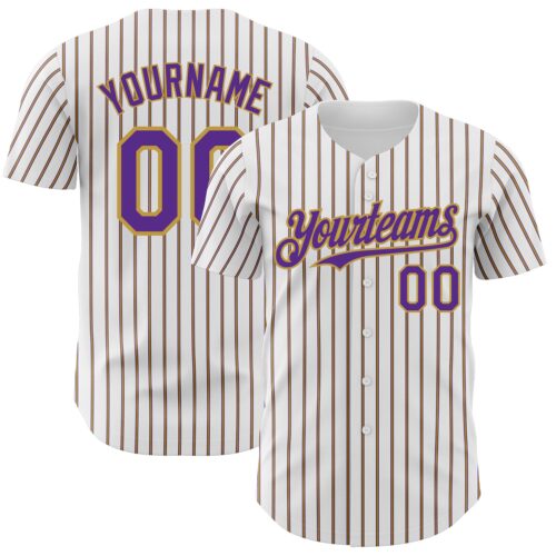 White1711 Custom White (Purple Old Gold Pinstripe) Purple-Old Gold Authentic Baseball Jersey