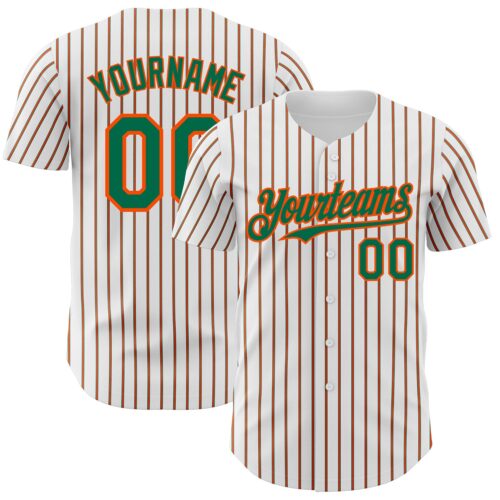 White1716 Custom White (Kelly Green Orange Pinstripe) Kelly Green-Orange Authentic Baseball Jersey