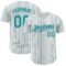 Custom White (Teal Gray Pinstripe) Teal-Gray Authentic Baseball Jersey