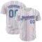Custom White (Teal Pink Pinstripe) Teal-Pink Authentic Baseball Jersey