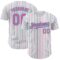 Custom White (Aqua Pink Pinstripe) Pink-Aqua Authentic Baseball Jersey