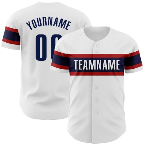 White1796 Custom White Navy-Red Authentic Baseball Jersey