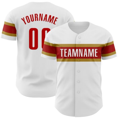 White1807 Custom White Red-Old Gold Authentic Baseball Jersey
