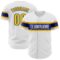 Custom White Yellow-Royal Authentic Baseball Jersey