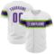 Custom White Purple-Neon Green Authentic Baseball Jersey