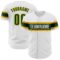 Custom White Green-Gold Authentic Baseball Jersey