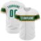 Custom White Kelly Green-Old Gold Authentic Baseball Jersey