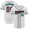 Custom White Crimson Black-Aqua Authentic Baseball Jersey