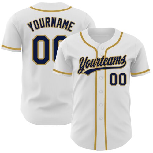 White1846_5531808c-c7d7-4a4a-9aba-180408118768 Custom White Navy-Old Gold Authentic Baseball Jersey