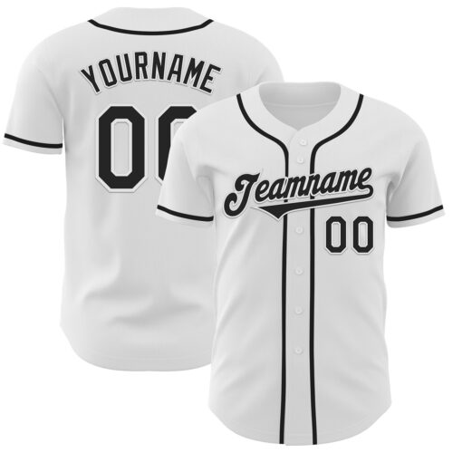 White2023 Custom White Black Authentic Baseball Jersey