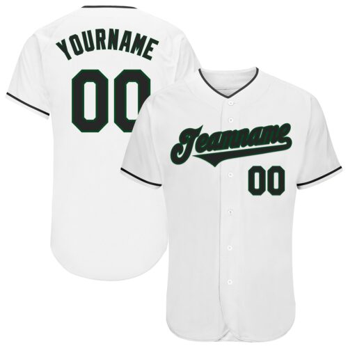 White2025 Custom White Black-Green Authentic Baseball Jersey