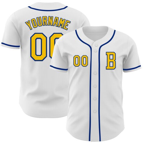 White2105_40979ac9-7959-41b7-bf7a-1ffb1128b0e0 Custom White Yellow-Royal Authentic Baseball Jersey