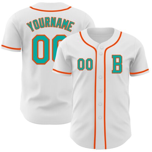 White2113_3ceb3f48-dd24-4bbb-9150-e904d32a1c44 Custom White Aqua-Orange Authentic Baseball Jersey