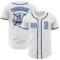Custom White Light Blue-Navy Authentic Baseball Jersey