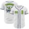 Custom White Neon Green-Navy Authentic Baseball Jersey