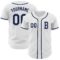 Custom White Navy-Gray Authentic Baseball Jersey