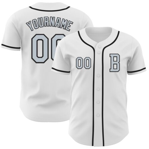 White2127_4b4305d1-fc66-4b12-96d3-33c362289ee0 Custom White Silver-Black Authentic Baseball Jersey